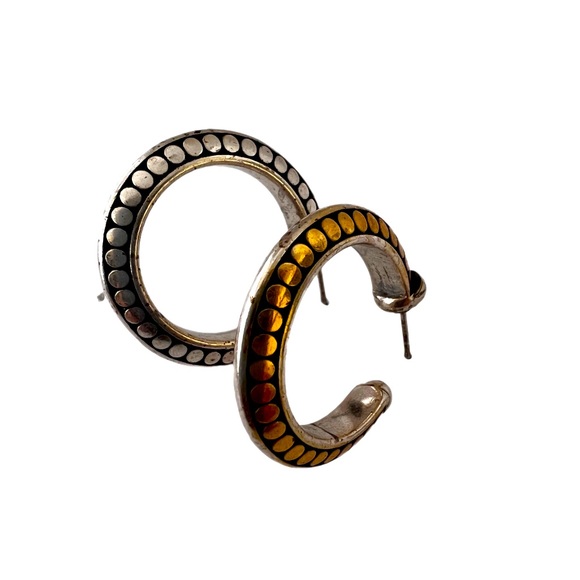 Brighton half hoop earrings new backs two toned silver and gold. - Picture 3 of 6